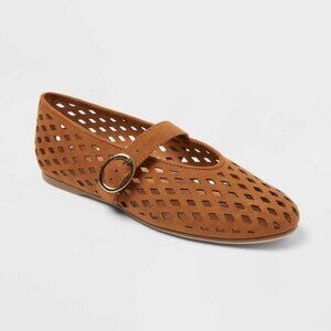 Open Box - Universal Thread - Women’s Sia Flats with Memory Foam Inso Cognac